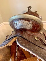 TEXAS RANGER HIGH BACK SADDLE OUTLINED STARS BOHLIN BUCKLE STRAP. - 9 of 10