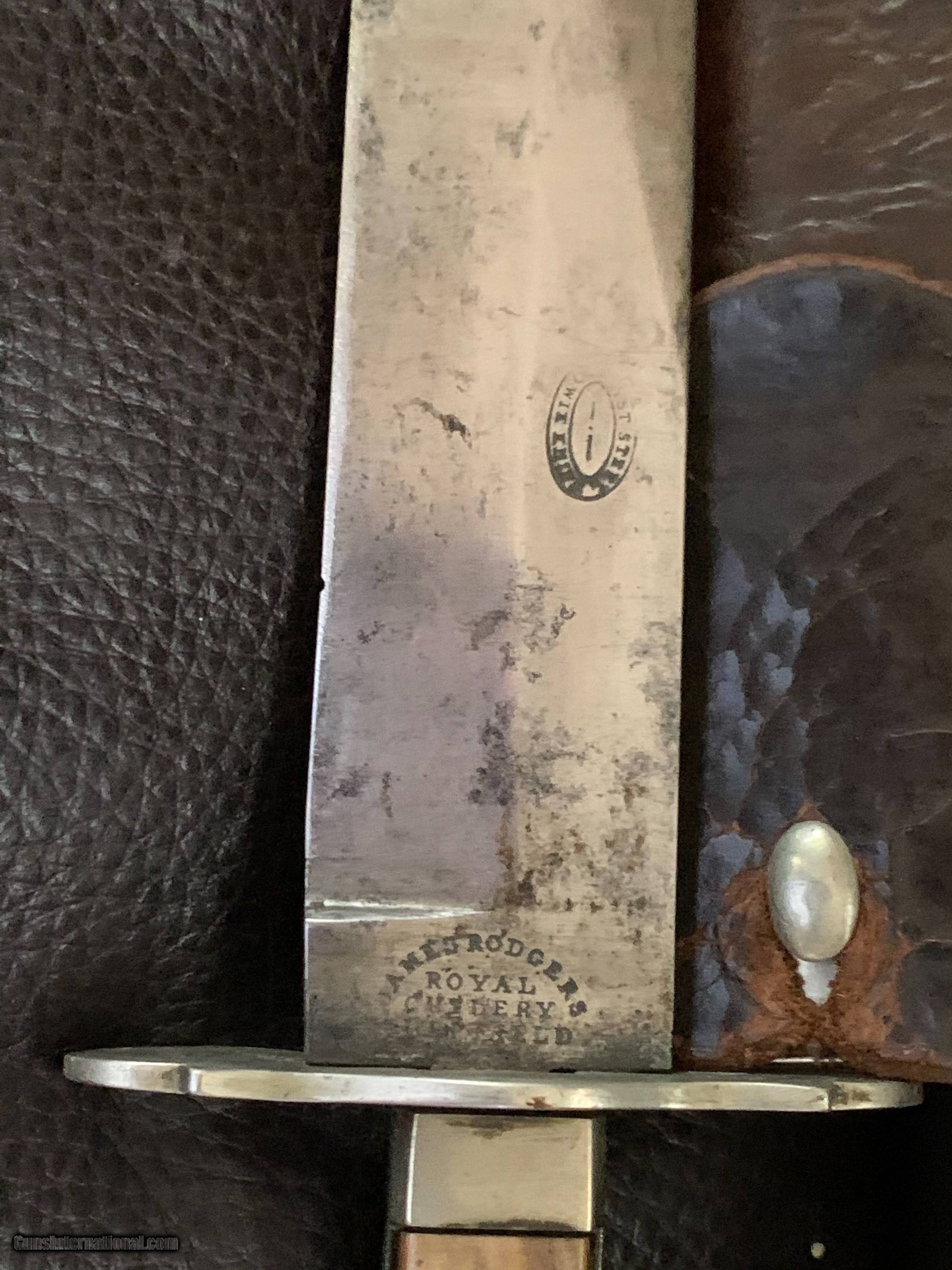 1800’s James Rodgers Royal Cutlery Claim Shell Bowie knife.