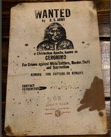 REWARD BROADSIDE BY U.S. ARMY GEROMIMO FOR CAPTURE OR REMAINS. - 1 of 4