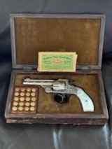 Factory Cased Panel scene engraved Smith & Wesson .38 cal. Revolver. Circa 1880. - 1 of 14
