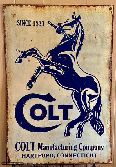 OLD Large COLT ENAMEL 3 FT. METAL SIGN SINCE 1831. Rare!!!