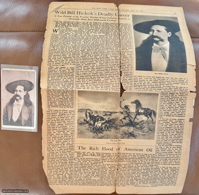Most Famous Lawman “Wild Bill Hickok” cdv Photo & Newspaper telling of discovery of Photo.