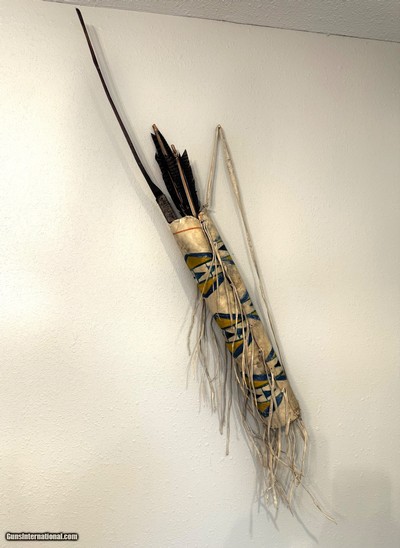 1800 s Apache Indian Bow & Arrows with painted Case.