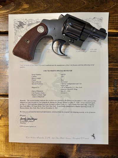 Historic Factory FITZ SPECIAL Colt Bankers special revolver. - Image 2 of 3