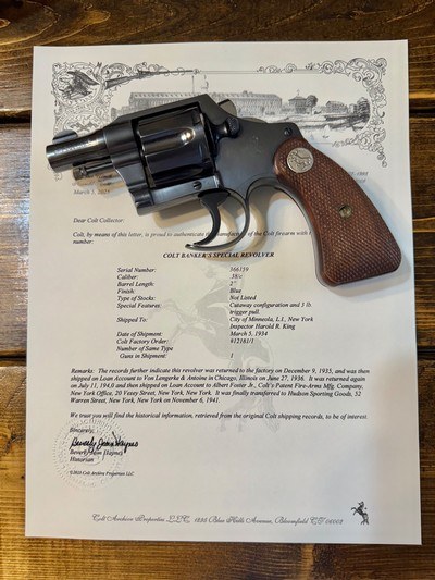 Historic Factory FITZ SPECIAL Colt Bankers special revolver.