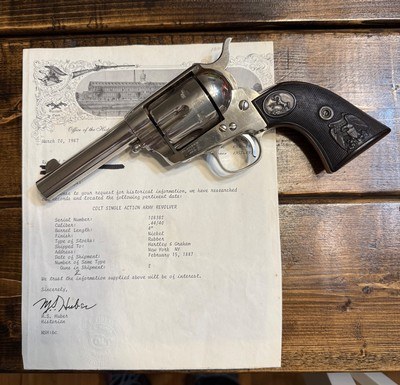 Colt Single action Sheriff’s Model circa 1887. Mint. Factory letter.