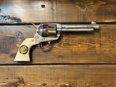 Colt Single Action .45 caliber ivory grips. Gold-Plated.