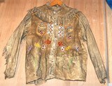 1800's BLACKFOOT INDIAN BEADED ELK HIDE OUTFIT. - Image 3 of 6