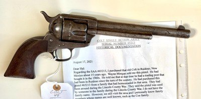 NEW MEXICO LINCOLN COUNTY WARS, COLT .45 SINGLE ACTION. - Image 1 of 8