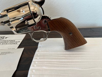 1980 Colt SAA, .44 Special, Nickel, Walnut, Original Box and Papers - LNIB - Image 7 of 20