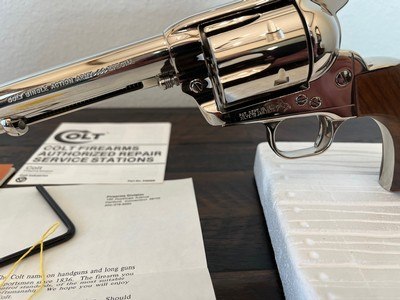 1980 Colt SAA, .44 Special, Nickel, Walnut, Original Box and Papers - LNIB - Image 8 of 20
