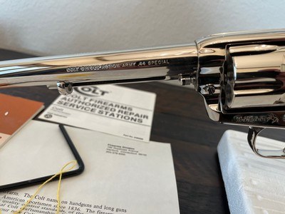 1980 Colt SAA, .44 Special, Nickel, Walnut, Original Box and Papers - LNIB - Image 10 of 20