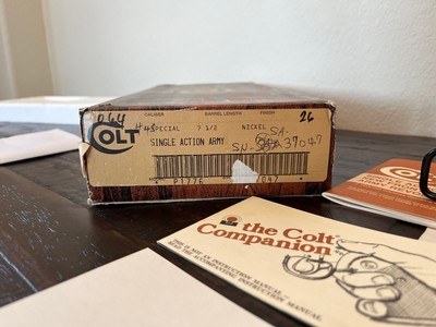 1980 Colt SAA, .44 Special, Nickel, Walnut, Original Box and Papers - LNIB - Image 2 of 20