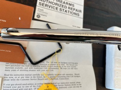 1980 Colt SAA, .44 Special, Nickel, Walnut, Original Box and Papers - LNIB - Image 3 of 20