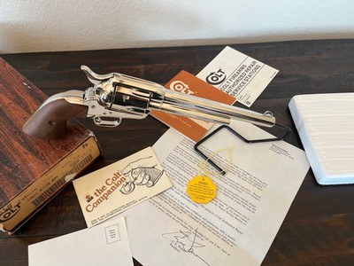 1980 Colt SAA, .44 Special, Nickel, Walnut, Original Box and Papers - LNIB - Image 15 of 20