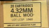 U.S. M-12 Lake City
4.32 MM Ball Ammo,( .17 cal.) Experimental
(LC. SP 1960).
- 1 of 5