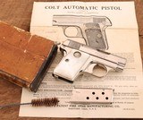 Colt Model 1908 Vest Pocket .25 - Factory Nickel & Pearl Grips - Letters to Superior Wisconsin 1920 - With box - 9 of 15