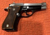 RARE -TWO TONE - BERETTA 84BB, (STAINLESS & BLUE) , ITALIAN IMPORT PROOFED,.380 cal. (9mm short),3 MAGS, WALNUT & FACTORY GRIPS.with BOX - 13 of 14