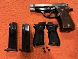 RARE -TWO TONE - BERETTA 84BB, (STAINLESS & BLUE) , ITALIAN IMPORT PROOFED,.380 cal. (9mm short),3 MAGS, WALNUT & FACTORY GRIPS.with BOX - 3 of 14