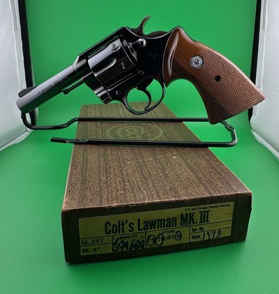 COLLECTORS GRADE: 1973 COLT LAWMAN MKIII, 4 INCH, W/ FACTORY BOX, .357 MAGNUM.- MINT CONDITION - Image 2 of 14