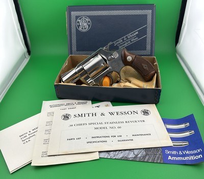 COLLECTOR QUAILTY, 1966 SMITH & WESSON, MODEL 60 NO DASH, .38, 2 INCH W/ FACTORY BOX & PAPERWORK - Image 1 of 15
