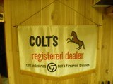 "COLT"
ADVERTISING BANNERS FROM THE 1960"S AND 1970"S
HIGHLY COLLECTABLE, "COLT MEMORABILIA" - 1 of 3