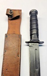 USMC Kabar Fighting Combat Knife with Leather Sheath Olean NY Vintage