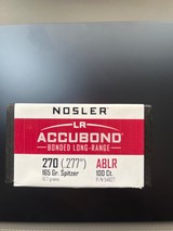 NEW NOSLER ACCUBOND LONG RANGE 270cal 165gr SPITZER 81ct - Image 2 of 3