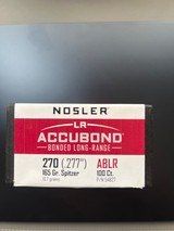 NEW NOSLER ACCUBOND LONG RANGE 270cal 165gr SPITZER 81ct - Image 2 of 3