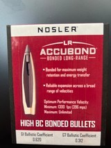 NEW NOSLER ACCUBOND LONG RANGE 270cal 165gr SPITZER 81ct - Image 1 of 3