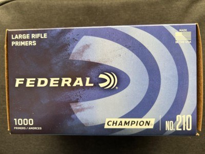 NEW IN THE BOX 1000 FEDERAL LARGE RIFLE PRIMERS NO. 210 - Image 1 of 2