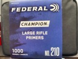 NEW IN THE BOX 1000 FEDERAL LARGE RIFLE PRIMERS NO. 210 - Image 2 of 2