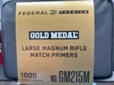 NEW IN THE BOX 1000 FEDERAL GOLD MEDAL LARGE MAGNUM RIFLE MATCH PRIMERS GM215M - Image 2 of 2