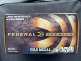 NEW IN THE BOX 1000 FEDERAL GOLD MEDAL LARGE MAGNUM RIFLE MATCH PRIMERS GM215M - Image 1 of 2