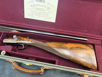 Exceptionnal Westley Richard, 12 gauge, Single trigger, Special Woodcock, A. Brown engravings, 1988 - Image 3 of 7