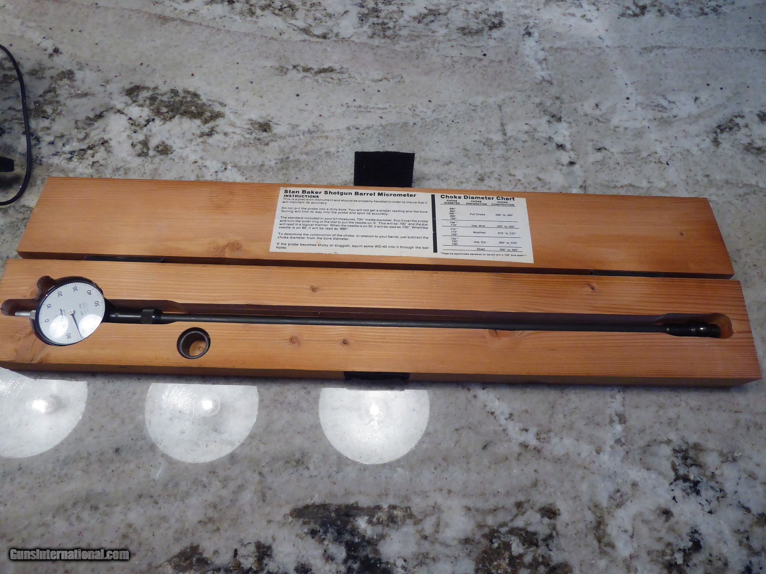Vintage Stan Baker Shotgun Barrel Micrometer for 12ga