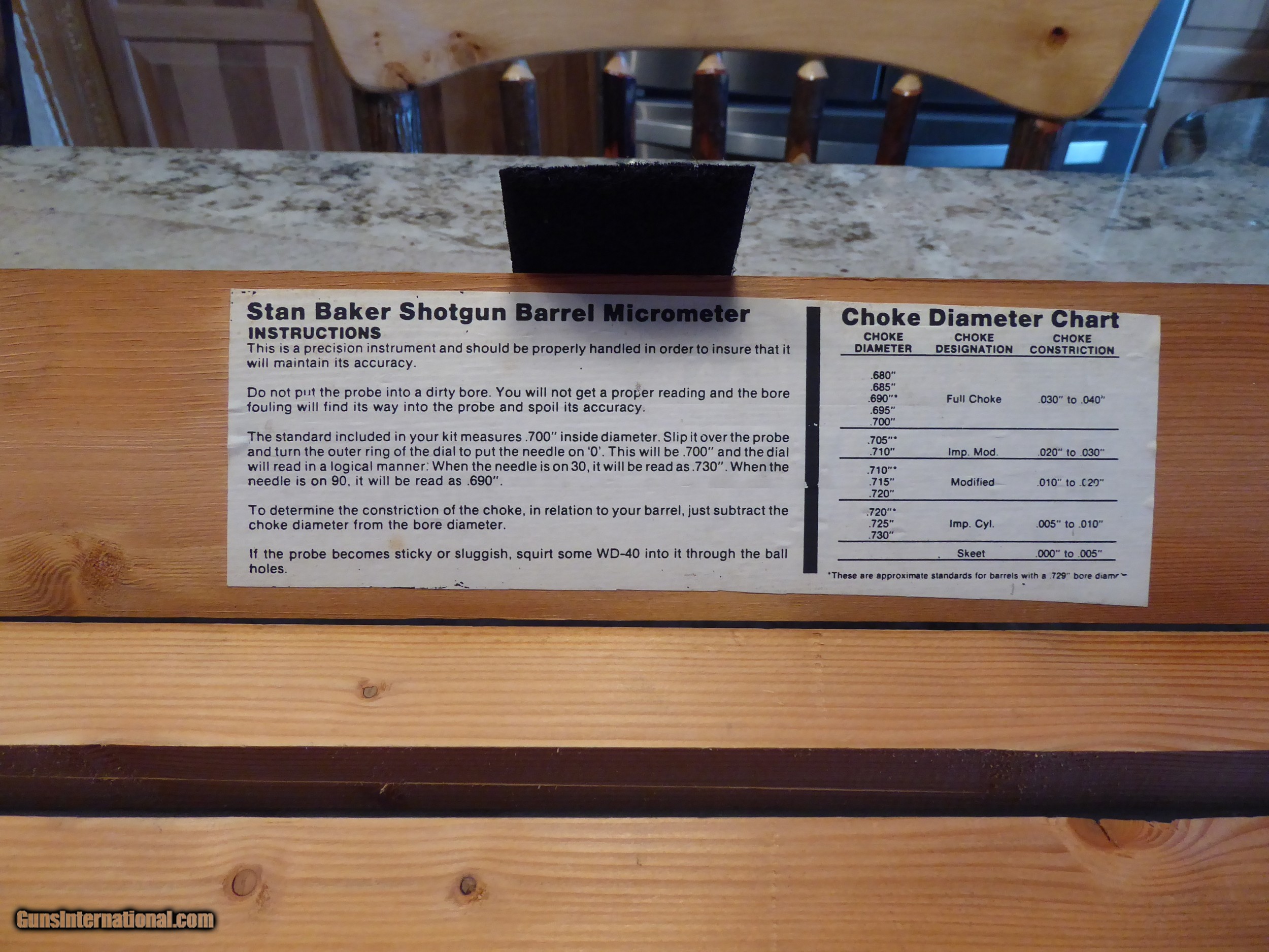 Vintage Stan Baker Shotgun Barrel Micrometer for 12ga