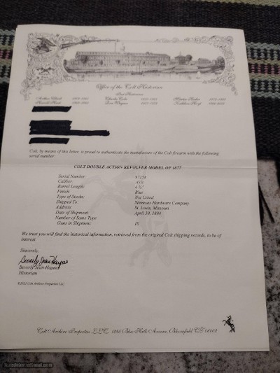 Colt DA 1877 (Thunderer) 4 3/4" 41LC