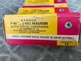 7.63BROOMHANDLEMAUSER (.30")MAUSER AMMO25ROUNDBOXESBY GRAVELOTANDFNALSO20ROUNDBOXESKYNOCHIN10ROUNDCH - 5 of 11