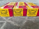 7.63BROOMHANDLEMAUSER (.30")MAUSER AMMO25ROUNDBOXESBY GRAVELOTANDFNALSO20ROUNDBOXESKYNOCHIN10ROUNDCH - 10 of 11