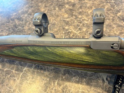 Ruger 77 Hawkeye Predator 204 Ruger matte stainless steel with factory scope rings - Image 9 of 12