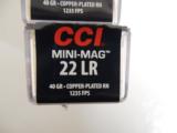 CCI
MINI
MAG
22 L.R.
AMMO
36 GR.
COPPER
PLATED
ROUND
NOSE. 100
ROUND
BOXES - 5 of 9