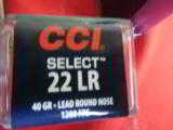 CCI
SELECT
22 L.R. ,
ROUND
NOSE
LEAD,
40 GR.
1200
F.P.S. ,
100
ROUND
BOXES - 6 of 10