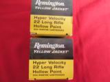 22
L.R.
REMINGTON,
YELLOW
JACKET,
HYPER
VELOCITY,
HOLLOW
POINT,
33
GRAIN,
500 ROUND
BOXES
- 6 of 10