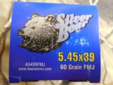 5.45 X 39
FOR
AK-74,
SILVER
BEAR,
60
GRAIN,
F.M.J.
ZINK
PLATED
CASE, 30
ROUND
BOXES - 2 of 17