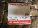 WINCHESTER 45 ACP 230 GR F.M.J. 835 F.P.S. 100 RD. BOXS, BRASS CASSES
- 2 of 10