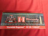 HORNADY
V - MAX
22
MAGNUM
AMMO,
50
ROUND
BOXES,
30 GRAIN,
2200
F. P. S. ,
NEW
&
FRESH - 2 of 11