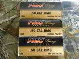 50
CAL.
BMG,
PMC,
660
GRAINS,
F.M.L. - BT
COPPER
BULLET,
BRASS
CASSES,
NEW
AMMO,
10
ROUND
BOXES
- 1 of 9