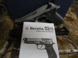 BERETTA
92FS
9-MM,
STAINLESS
STEEL
2 -
15 + 1
ROUND
MAGS,
4.9