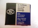 F.N.H.
5.7 X 28,
BLACK
ADJUSTABLE
SIGHTS,
3
-
20
ROUND
MAGAZINES,
FACTORY
NEW
IN
BOX
- 20 of 25